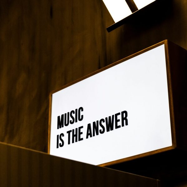Marquee signs that says Music is the Answer
