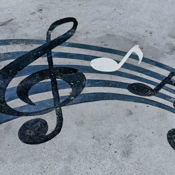 Music notes painted on concrete